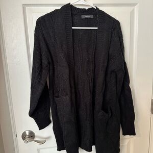 Elegant Black Open Front Cardigan